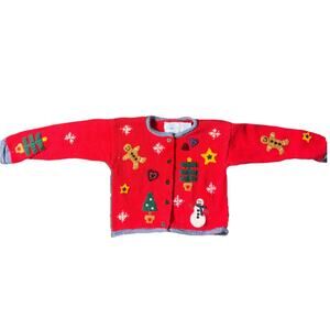 Hartstrings Kids 18M Christmas Holiday Sweater Button Up Cotton Embellished